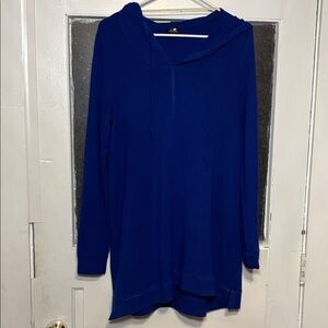 Cable & Gauge Women’s Royal Blue Hooded Long Sleeve Tunic Tshirt Size Large